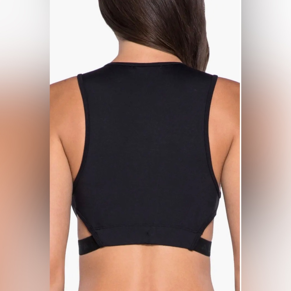Koral Dayside Evanesce Mesh-Paneled Performance Crop Top (Black/White) - Medium - Picture 6 of 7